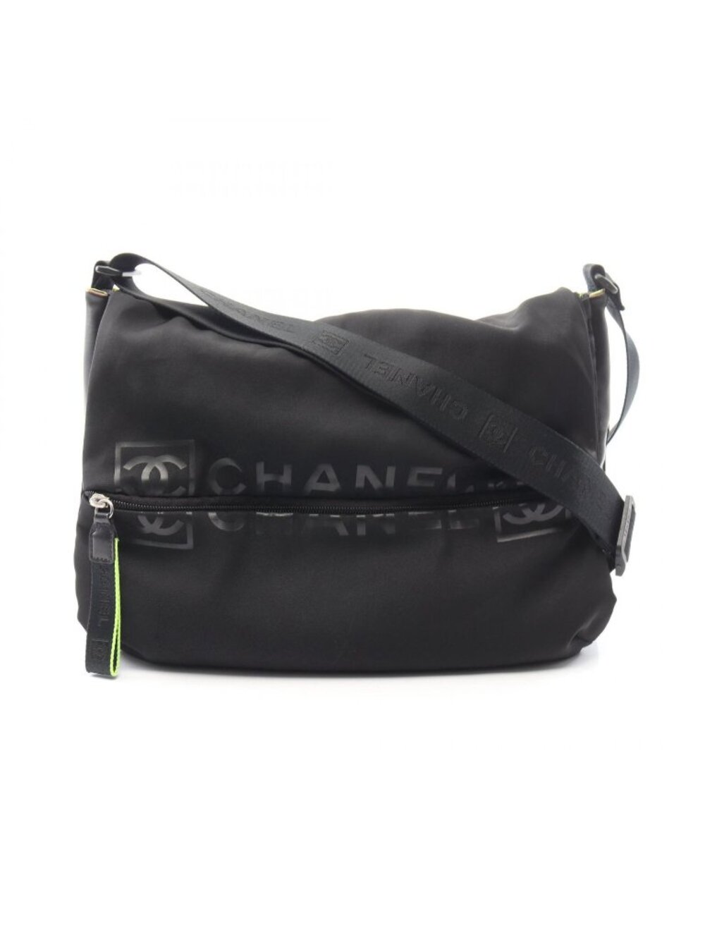 Chanel Shoulder Bag Sports Line CC Logo Black Nylon Rubber